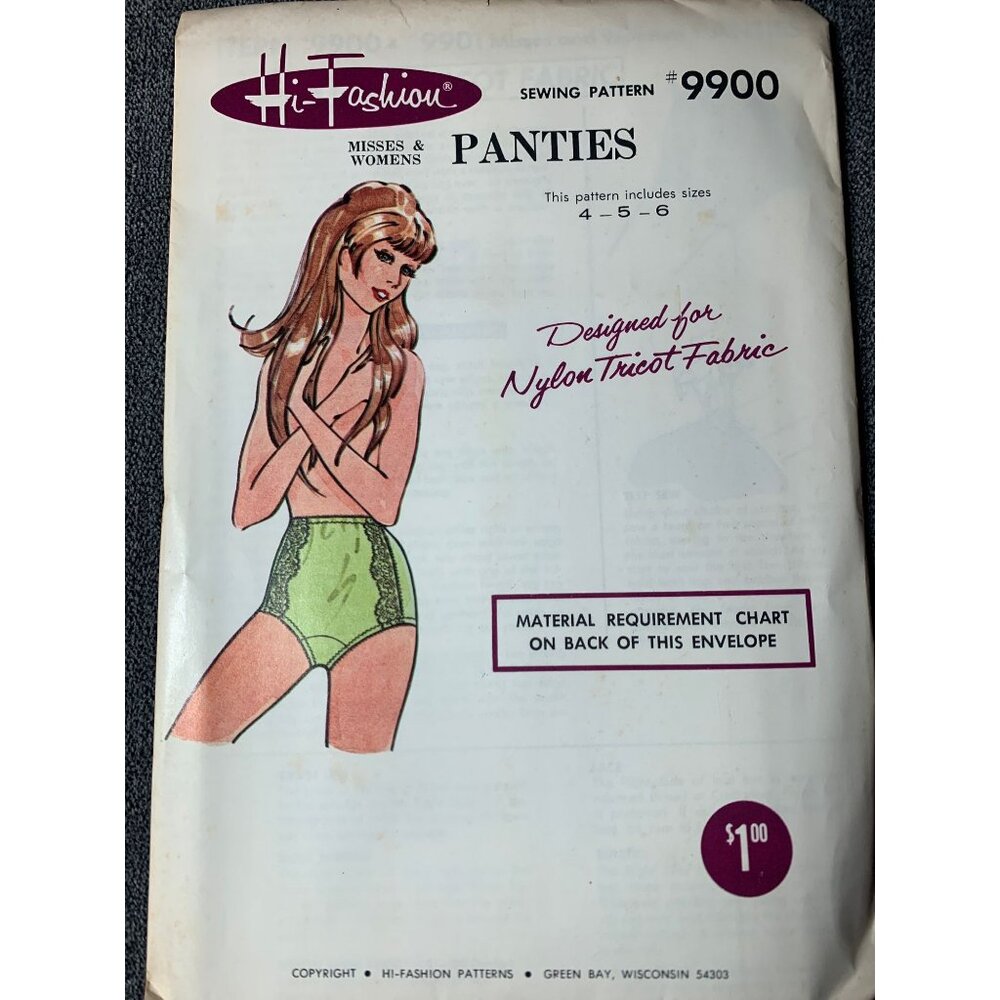 Hi Fashion Sew Misses Panties Sewing Pattern Size 4 5 6 9900 - uncut 1960s